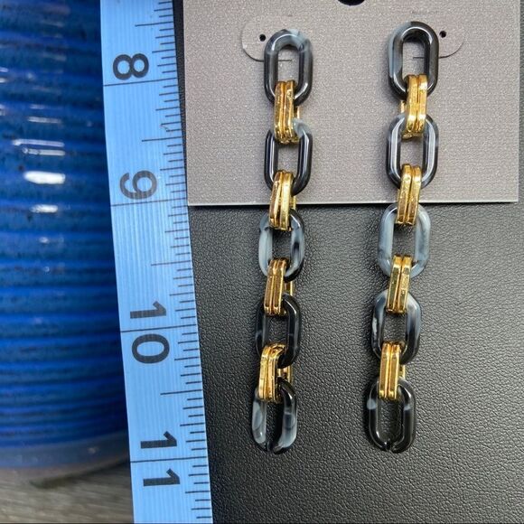 Waterfall Chain Link Gold Black Daisy Fuentes Fashion Earrings $16ea / 3 for $25 - Picture 3 of 7